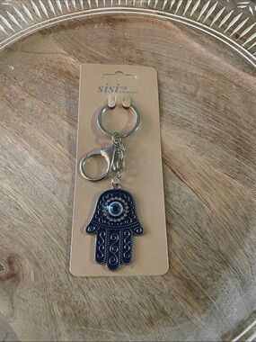 Hamsa Hand Keychain with Blue Evil Eye